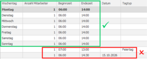 Dienste in Rhythmusplanung bis Version7